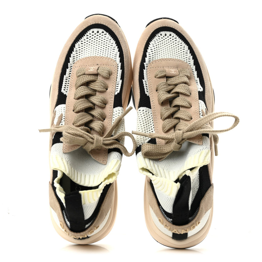 Mesh Suede Fabric Womens CC Sneakers 39 Pink White Black
