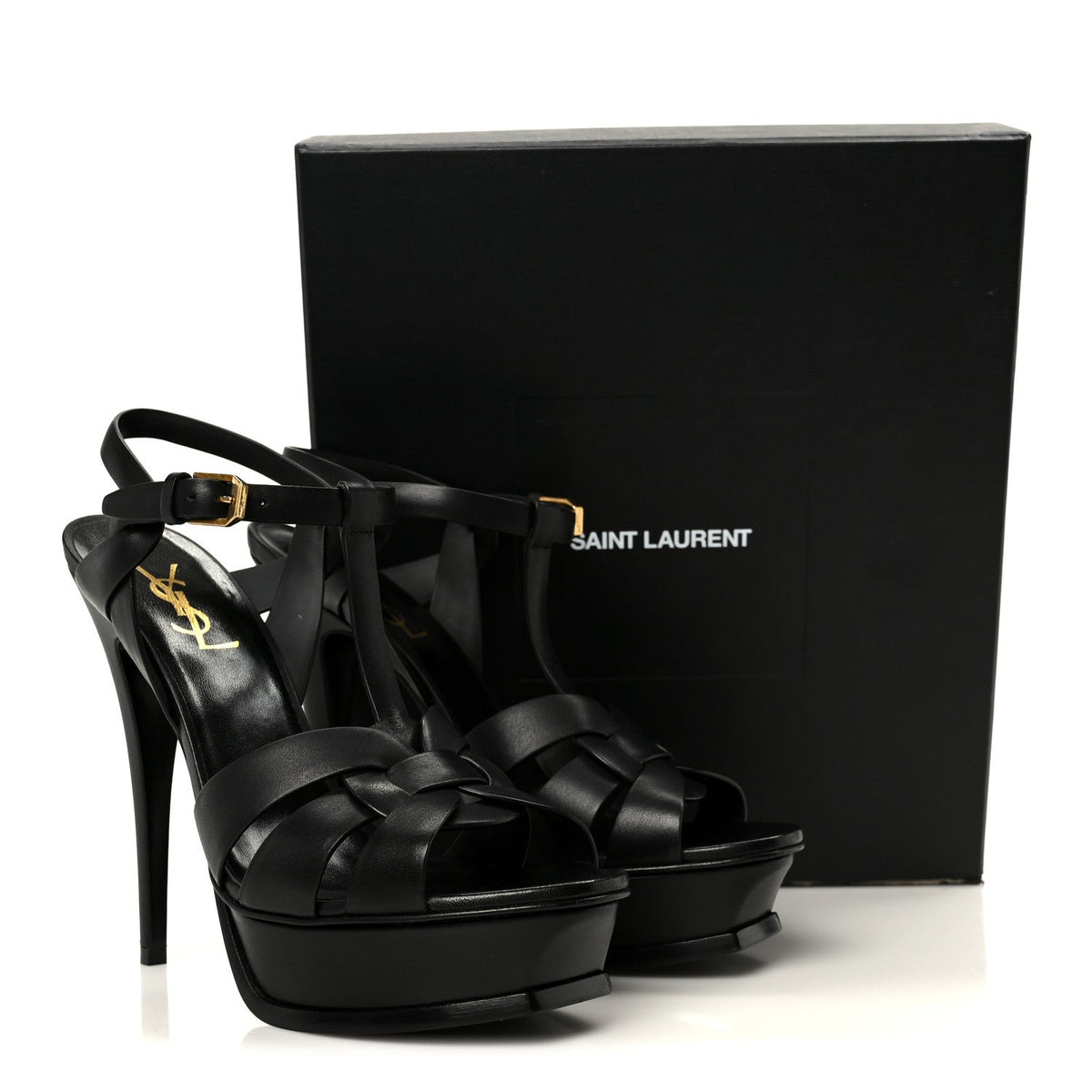 Calfskin Tribute 105 Platform Sandals 39.5 Black