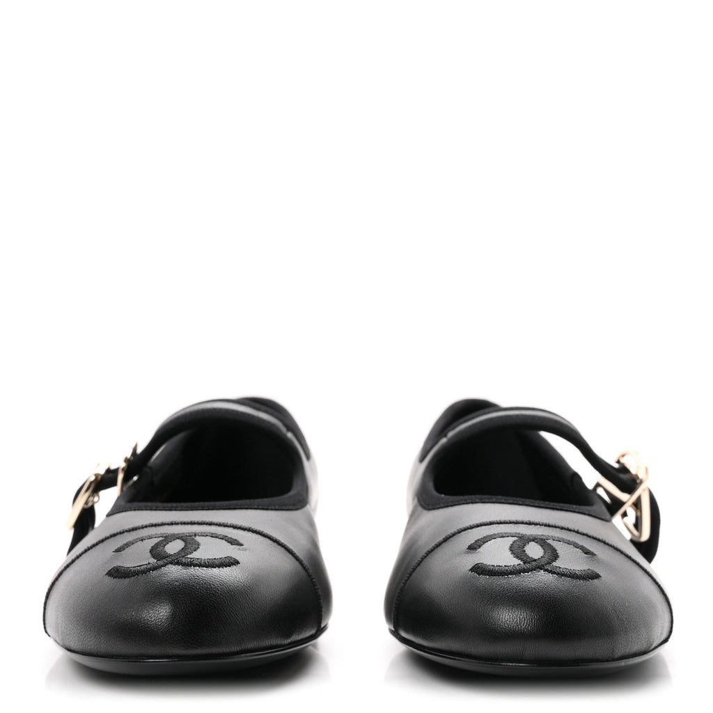 Lambskin Mary Jane Flats 35.5 Black