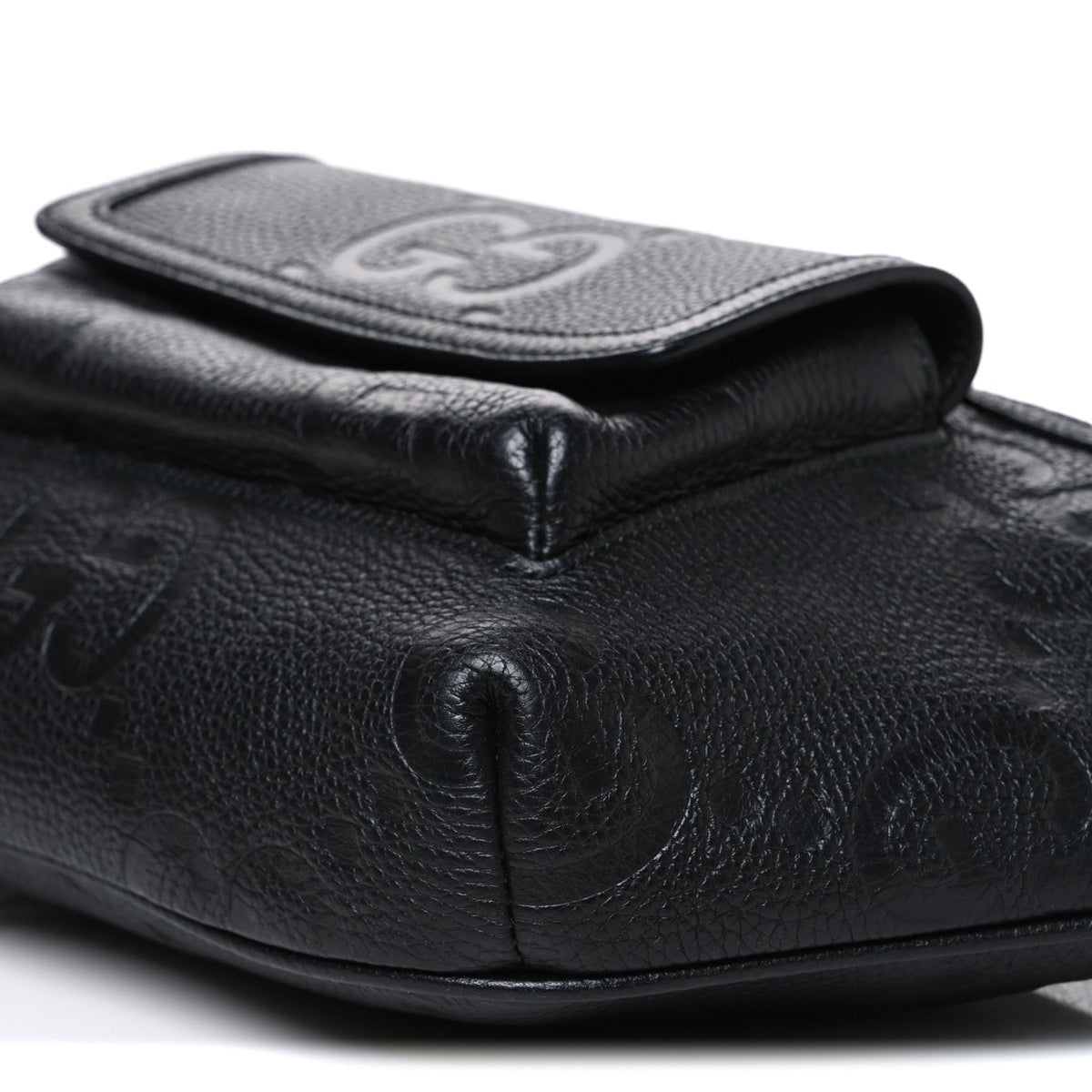 Calfskin GG Tennis Embossed Pocket Belt Bag Black