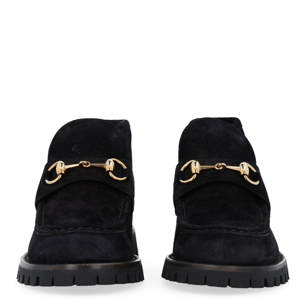 Suede Horsebit Womens Ankle Boots 38.5 Black