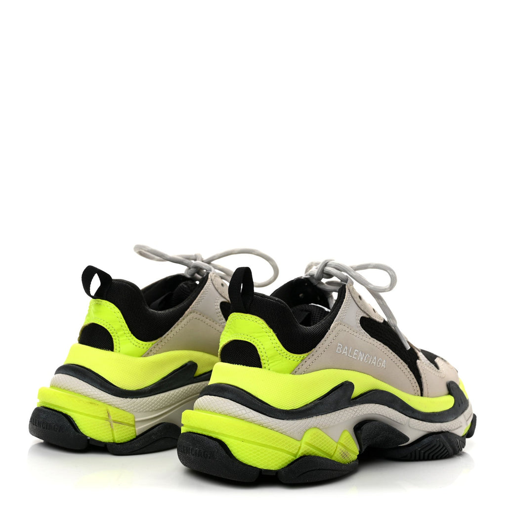 Fabric Mesh Womens Triple S Sneakers 38 Grey Black Jaune Fluo