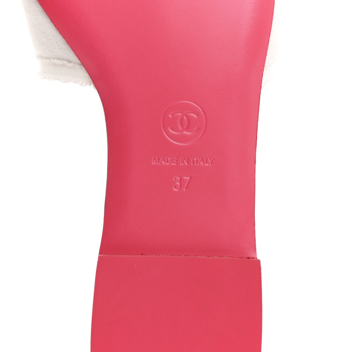 Jersey Knit CC Mules 37 White Fuchsia