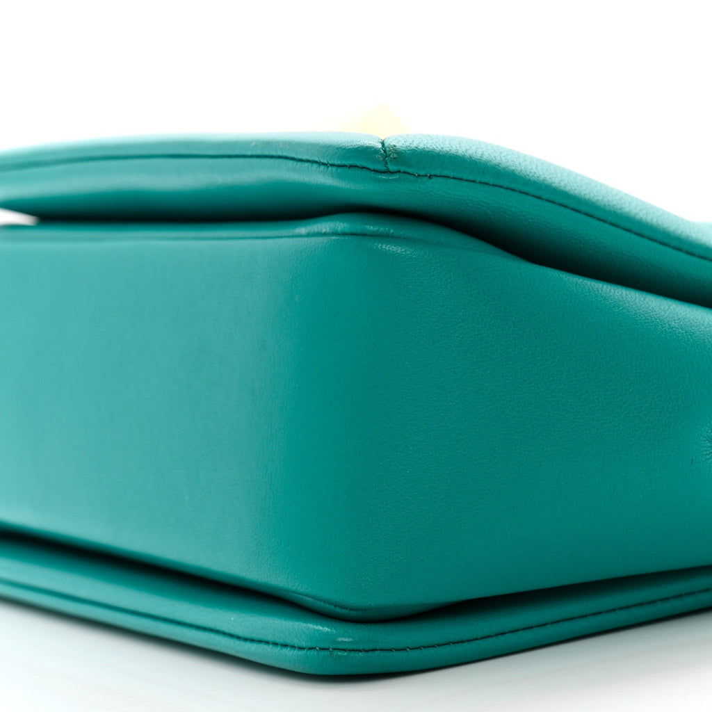 Nappa One Stud Chain Clutch Ultra Marine Green