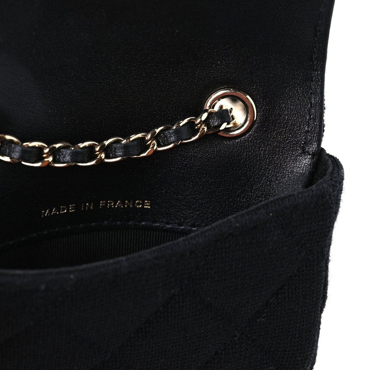 Jersey Quilted Flap Chain Waist Bag Black