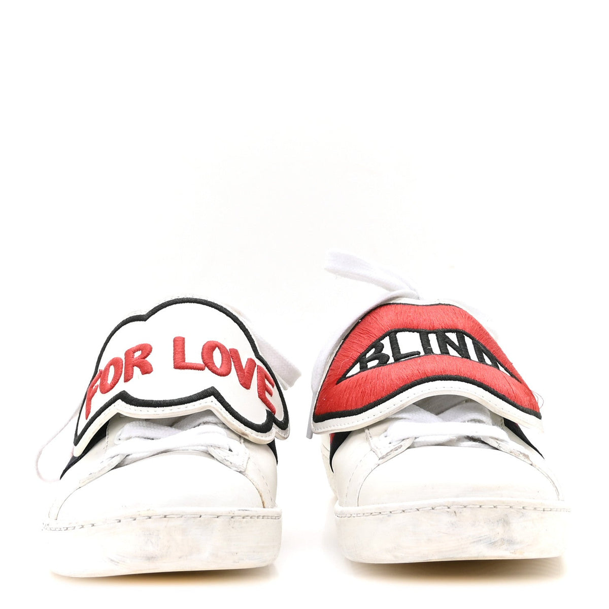 Calfskin Ayers Web Blind for Love Embroidered Womens Ace Sneakers 35.5 White