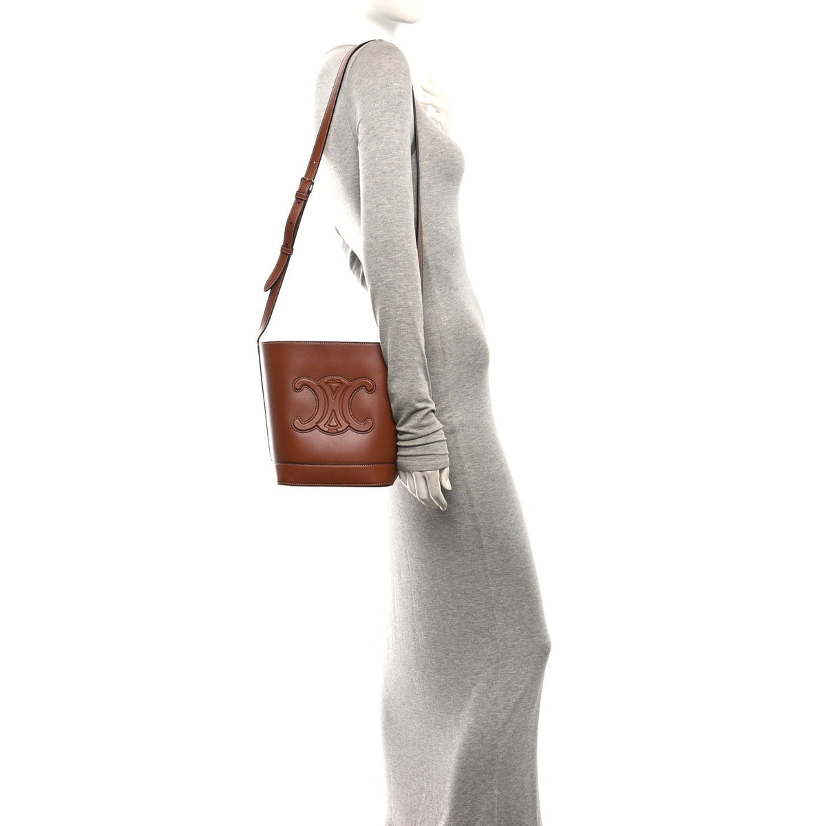 Smooth Calfskin Small Cuir Triomphe Bucket Bag Tan