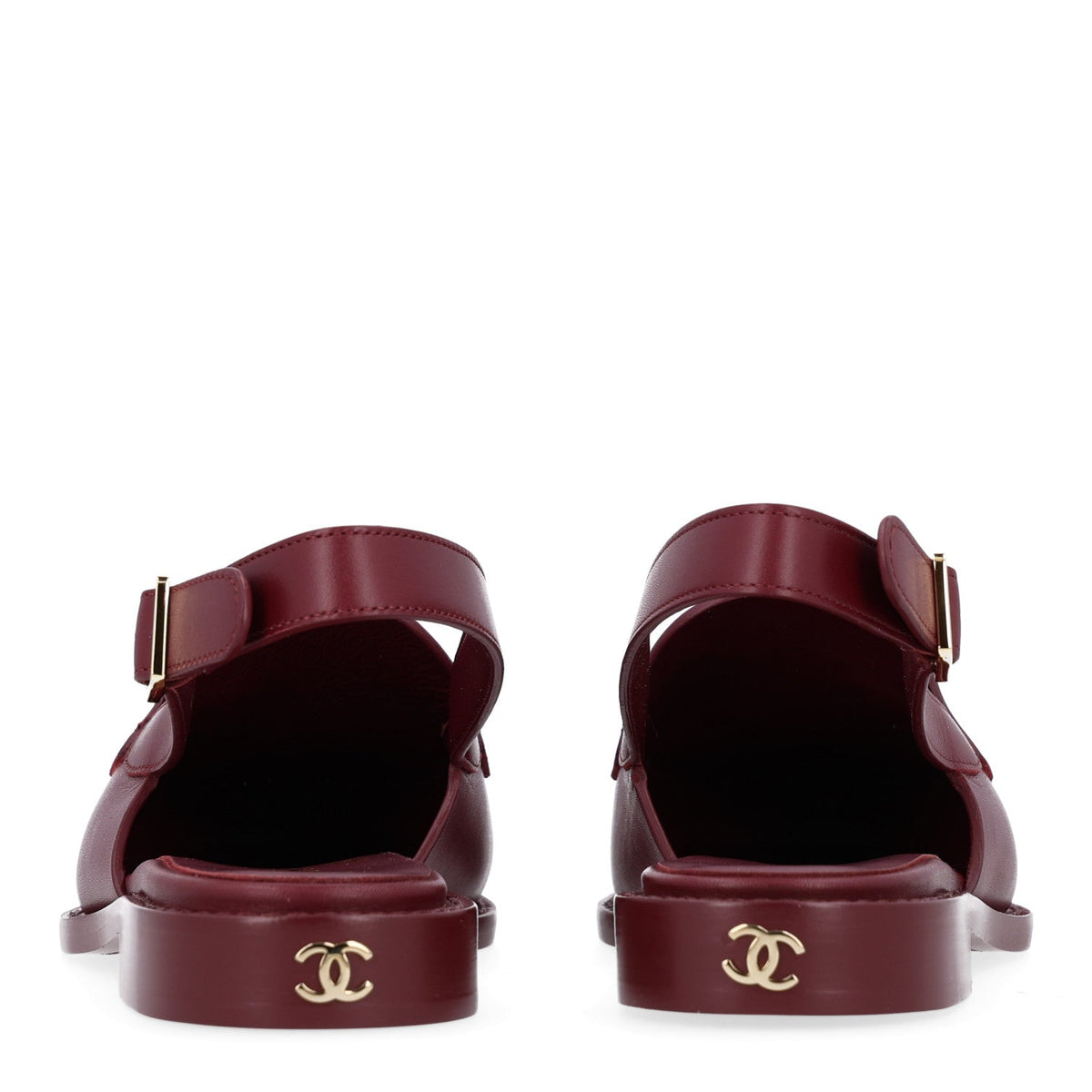 Calfskin Crystal Slingback Loafers 36.5 Dark Burgundy