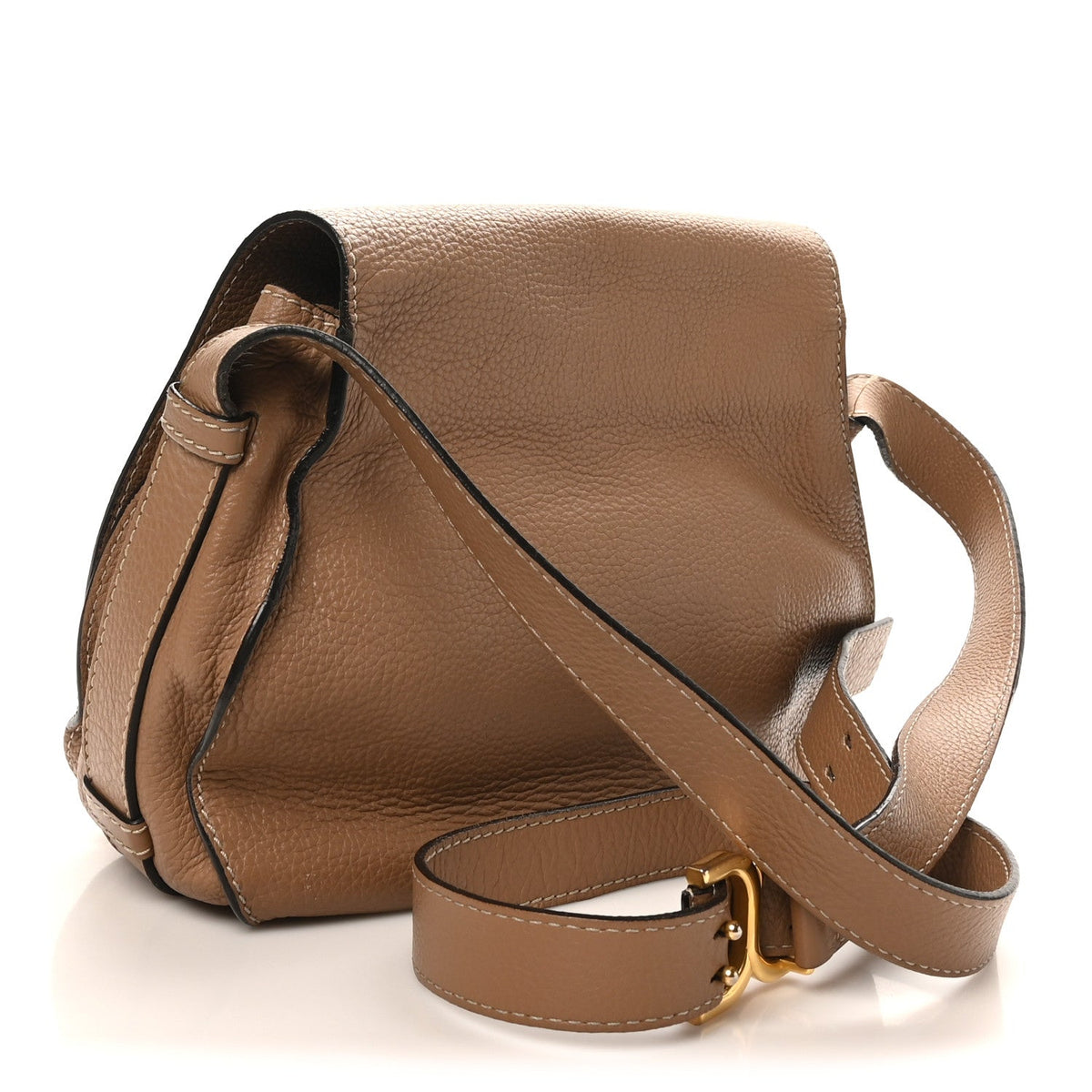Calfskin Medium Marcie Round Crossbody Bag Nut