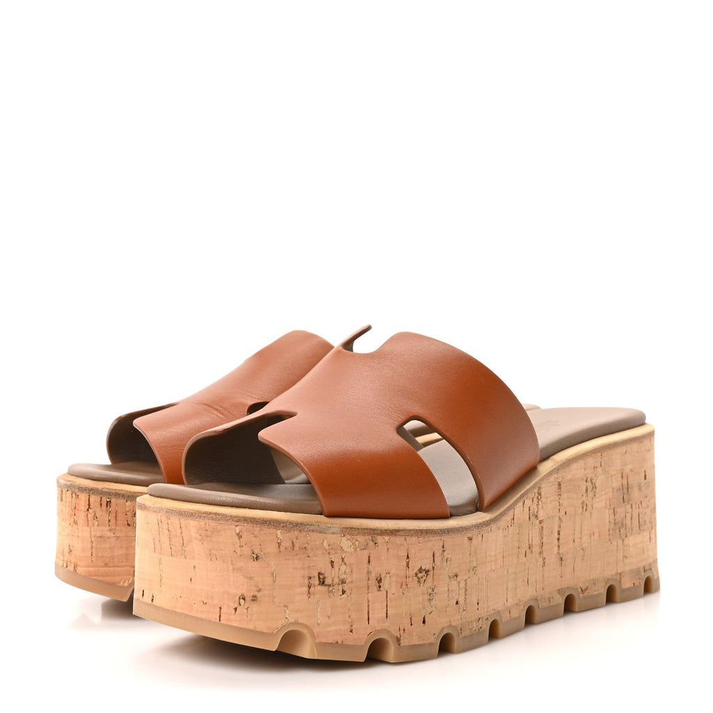 Calfskin Cork Eze 30 Sandals 36 Marron Glaise
