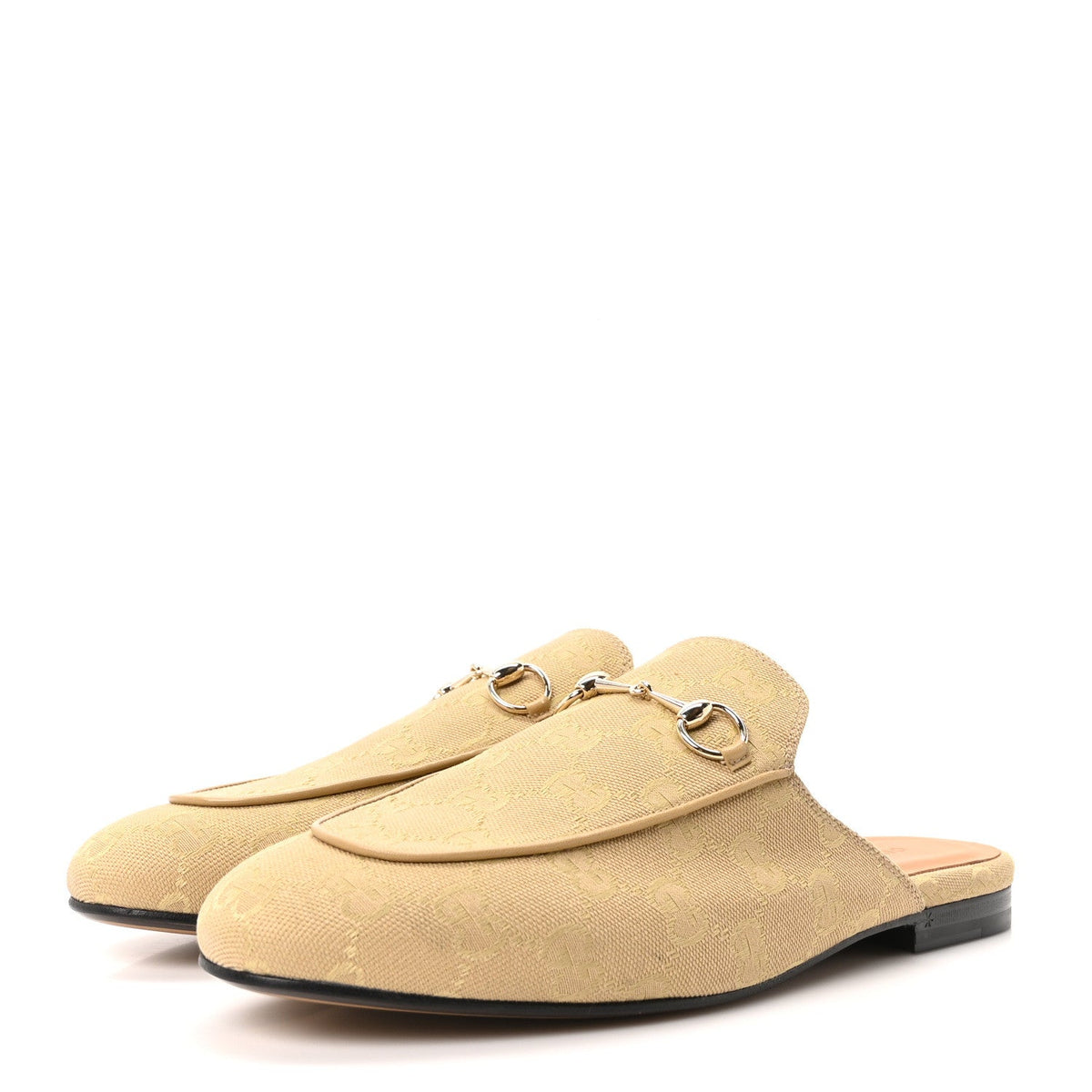 Canvas GG Monogram Womens Princetown Slippers 40.5 Egypt Salt