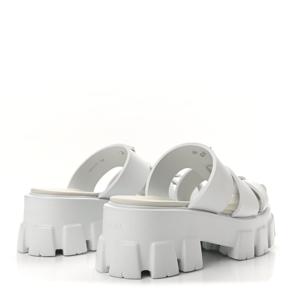 Foam Rubber Triangle Logo Monolith 55mm Cage Sandals 38 White