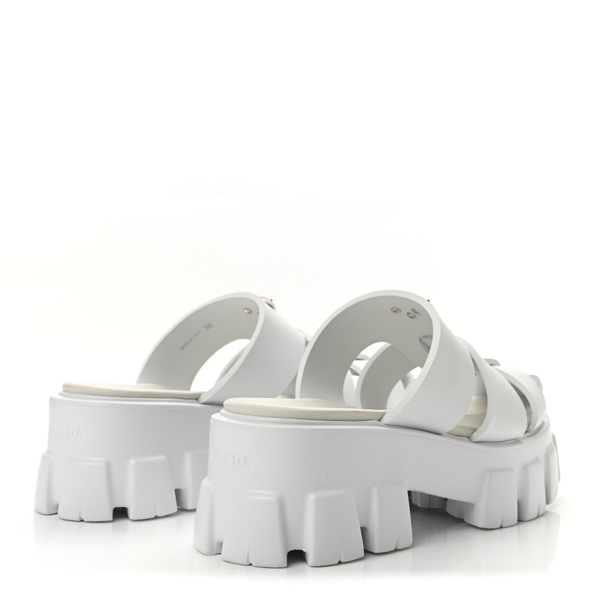 Foam Rubber Triangle Logo Monolith 55mm Cage Sandals 38 White