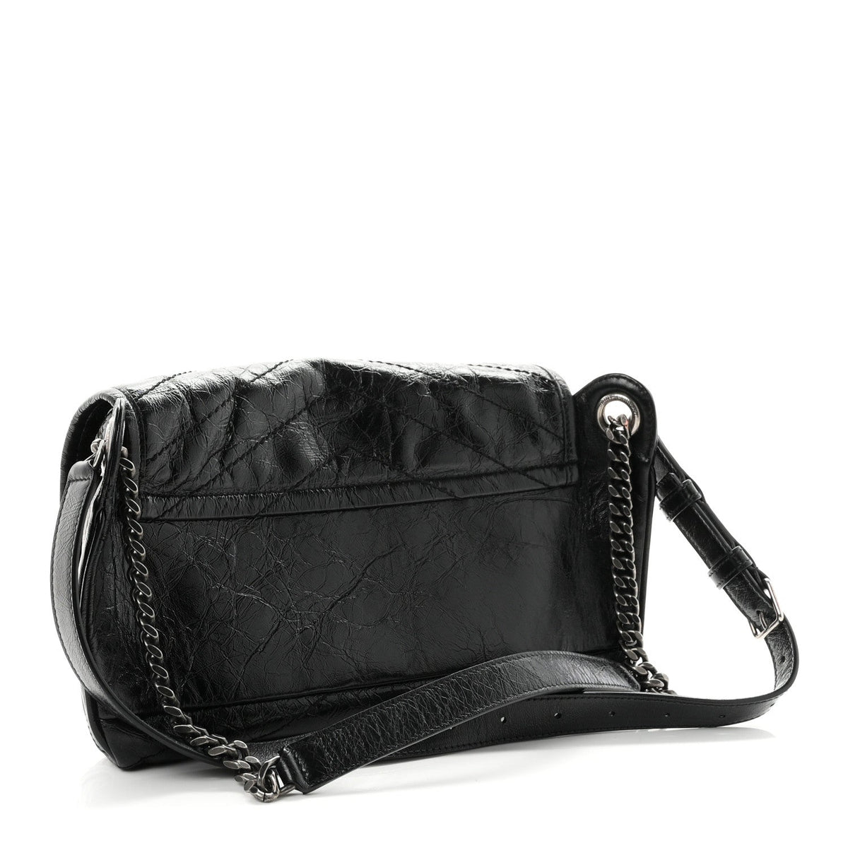 Crinkled Calfskin Matelasse Monogram Niki Body Bag Black