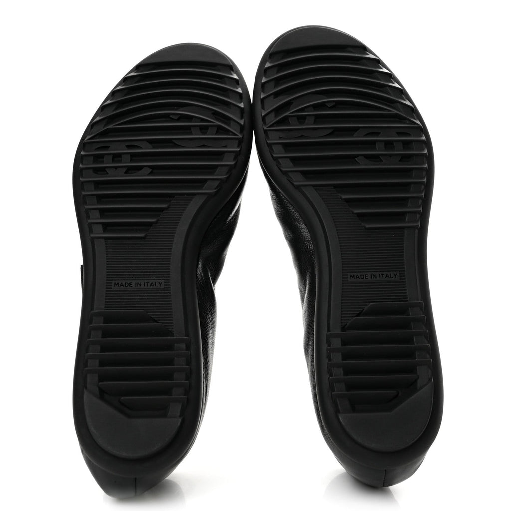 Lambskin Cap Toe CC Mary Jane Flats 37 Black