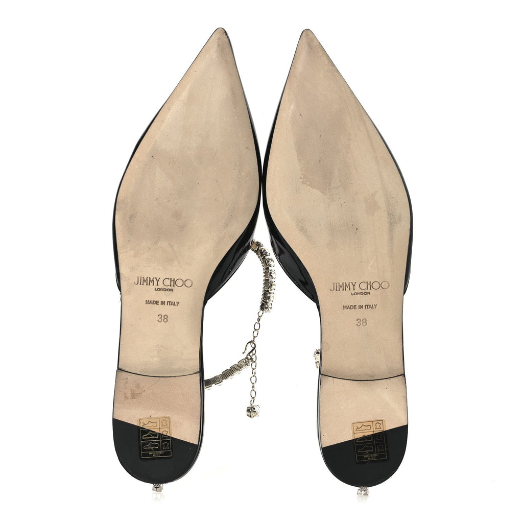Patent Crystal Saeda Flats 38 Black