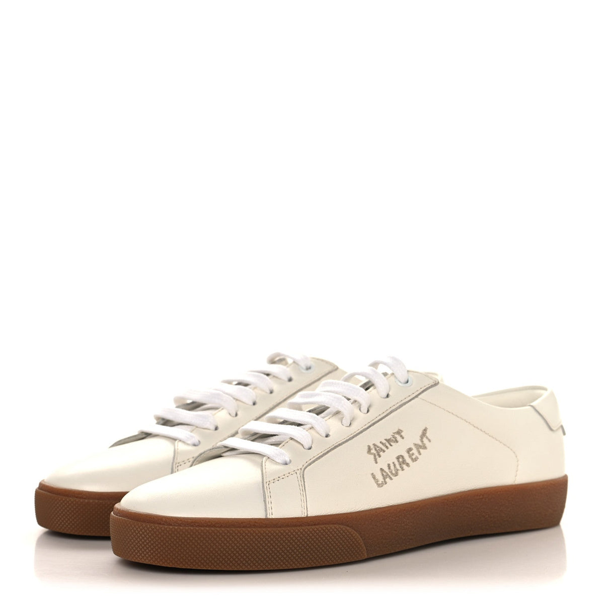 Calfskin Embroidered Court Classic Sneakers 39 White