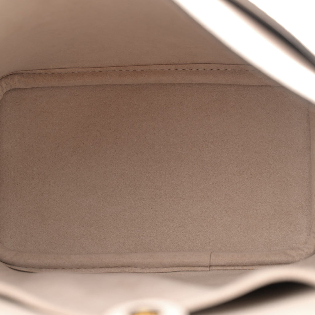 Grained Calfskin Lock and Walk Bucket Quartz