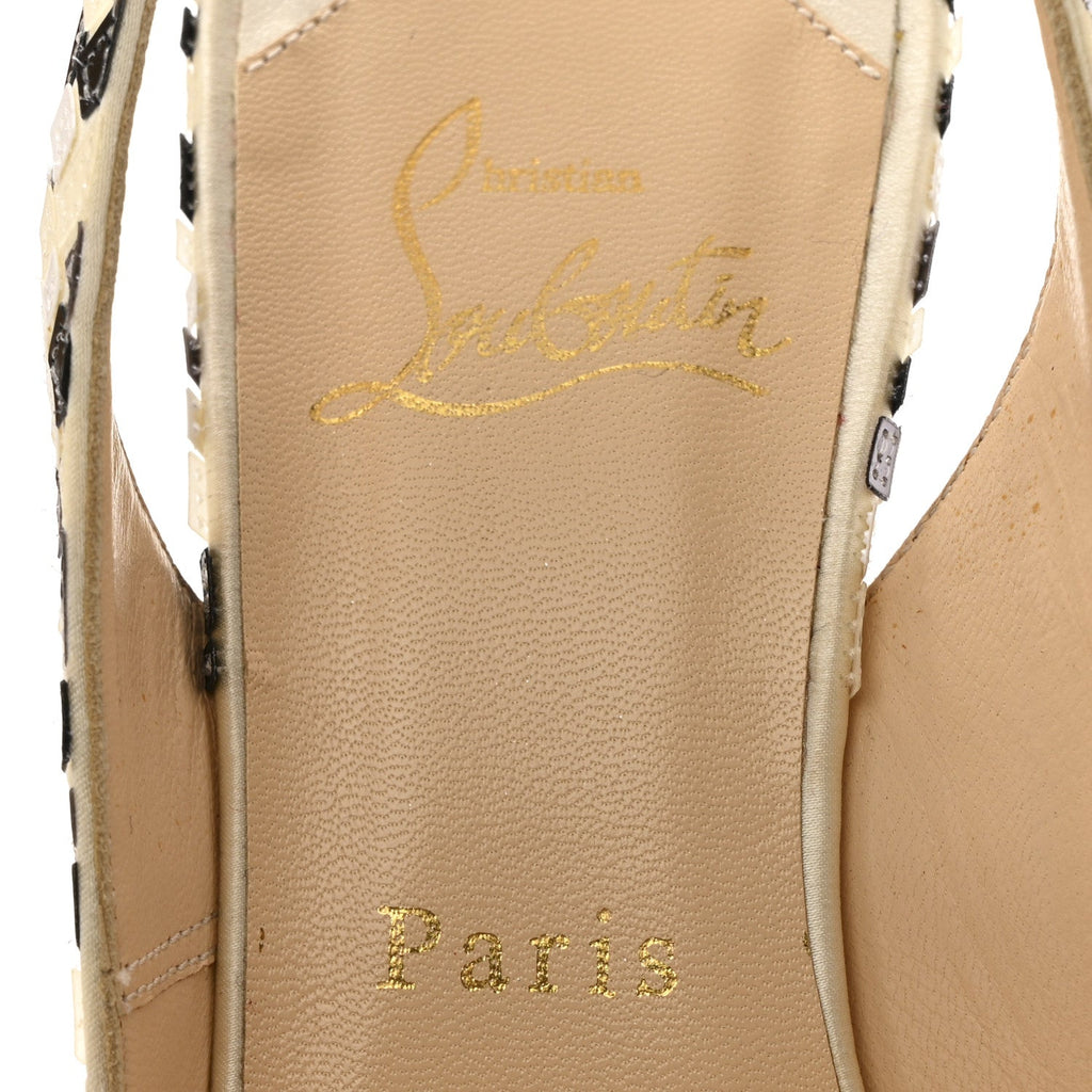 Satin Mosaique No Prive 120 Pumps 37.5 Silver Black White