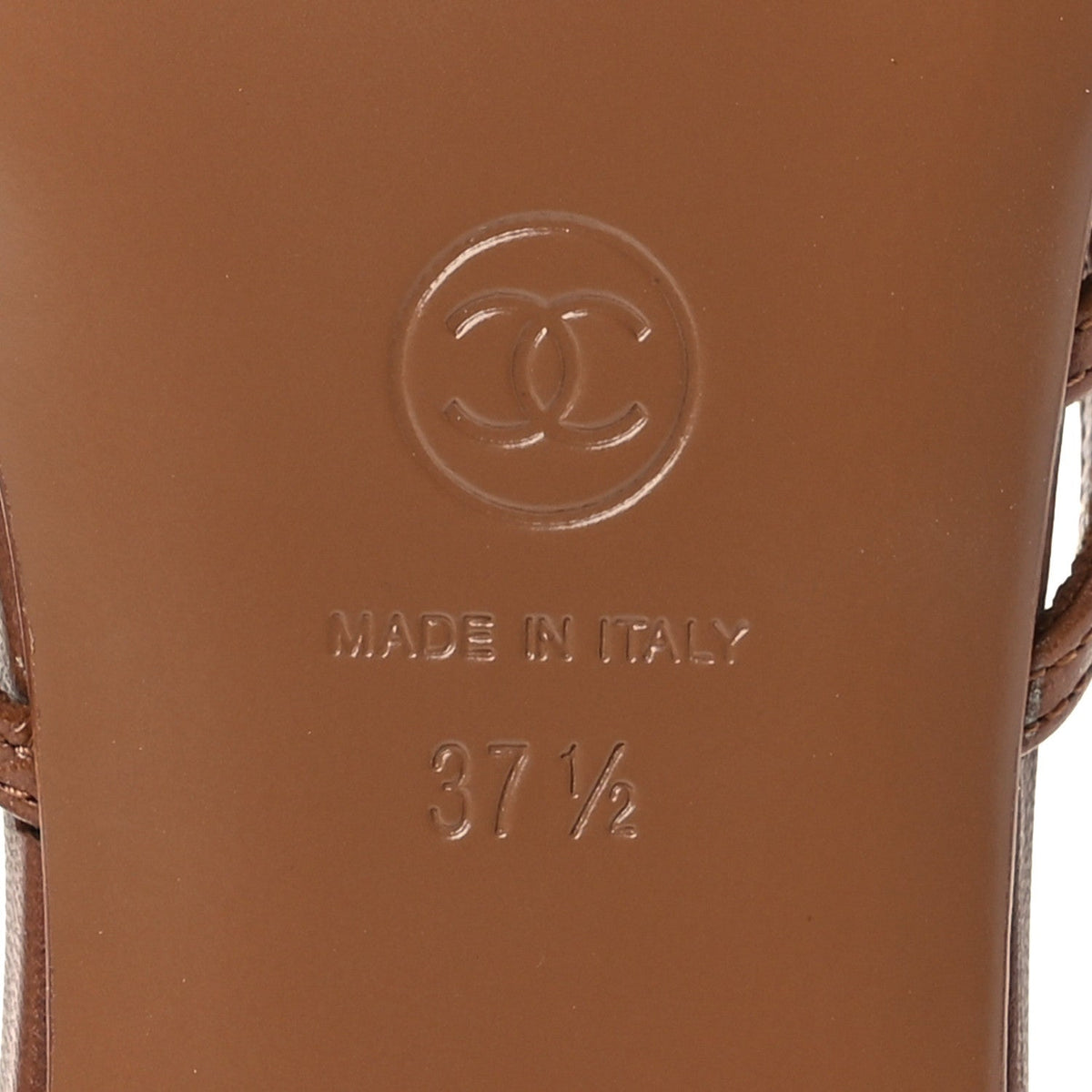 Goatskin Caged CC Slide Sandals 37.5 Light Brown