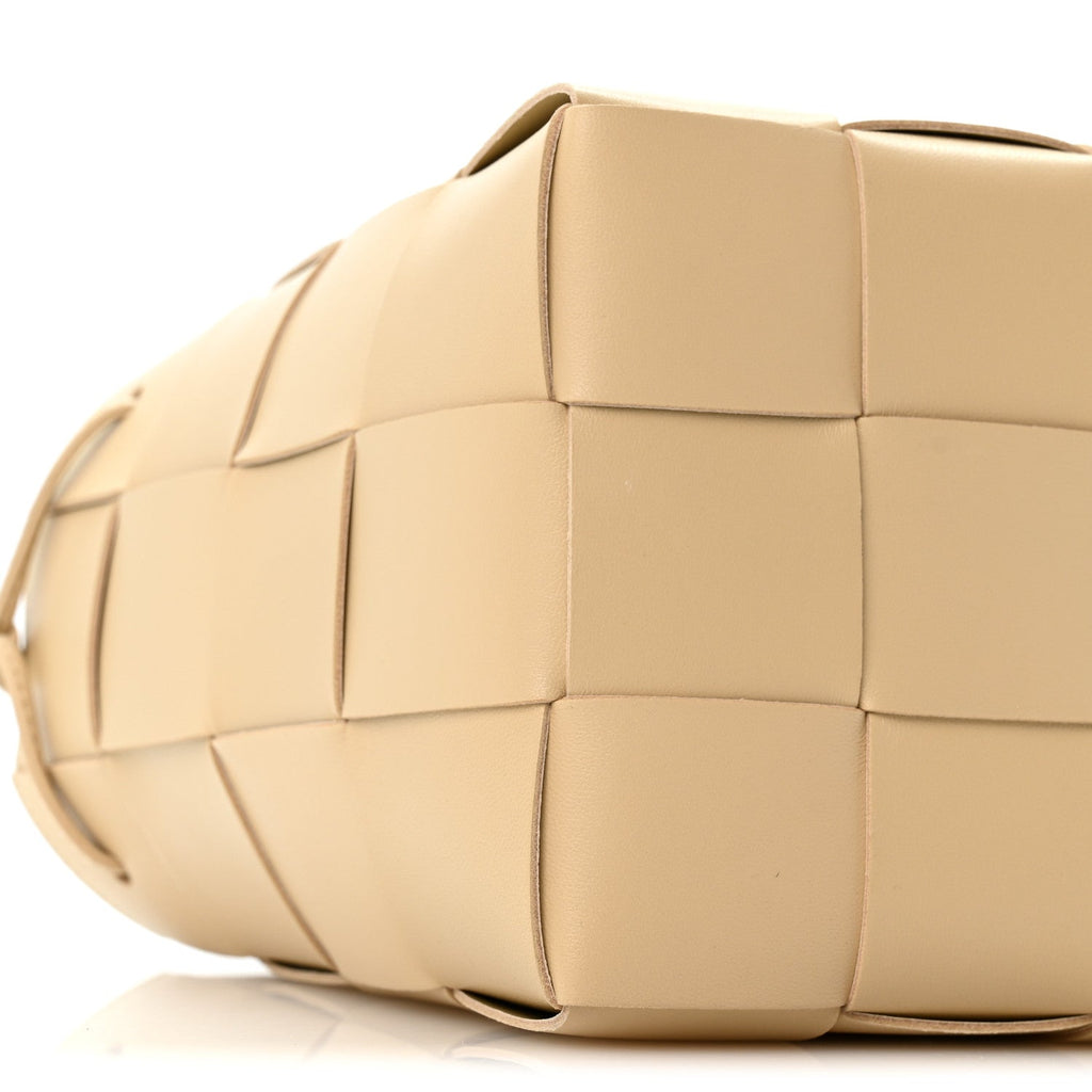 Lambskin Maxi Intrecciato Small Cassette Crossbody Bucket Bag Porridge