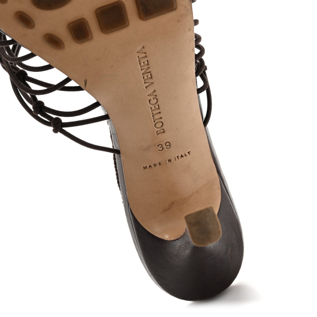 Raffia Elasticized Stretch Mule Sandals 39 Bitter Chocolate