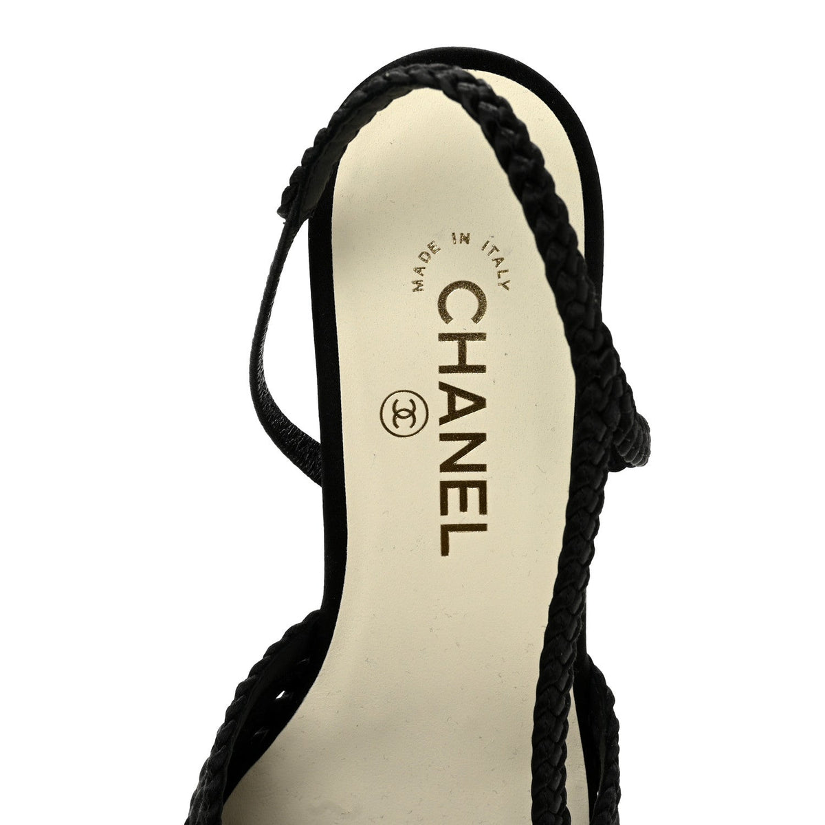 Satin Braided Slingback Flats 39.5 Black