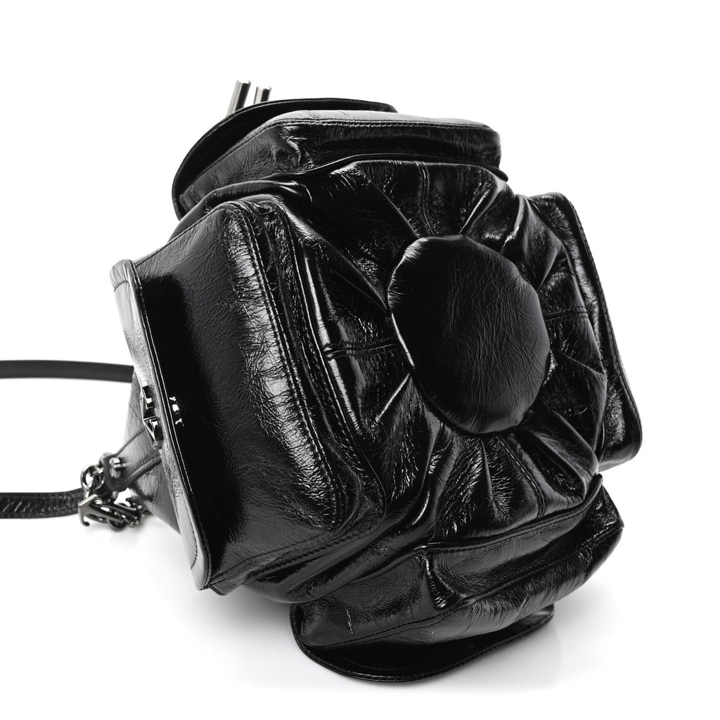 Calfskin Dumbo B Chain Pocket Bucket Bag Black