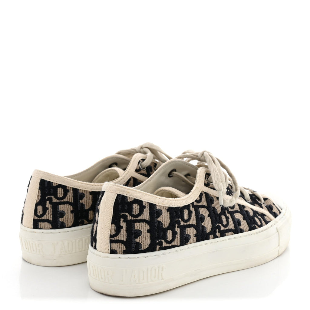 Canvas Oblique Walk'N'Dior Low Top Sneakers 36 Deep Blue