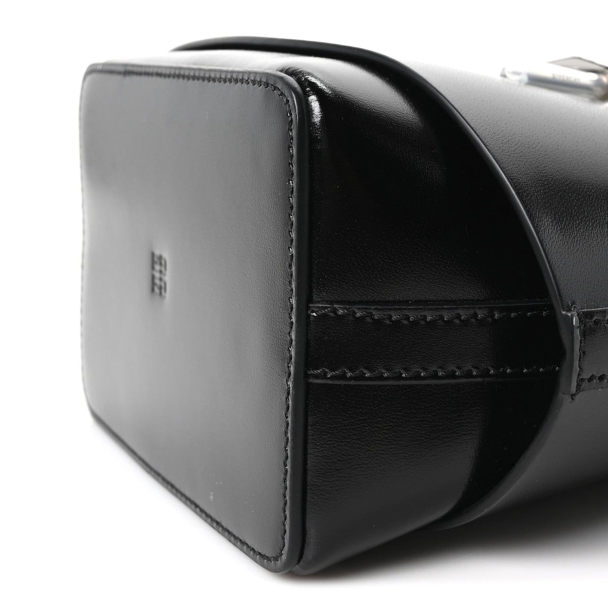 Box Calfskin Shark Lock Bucket Bag Black