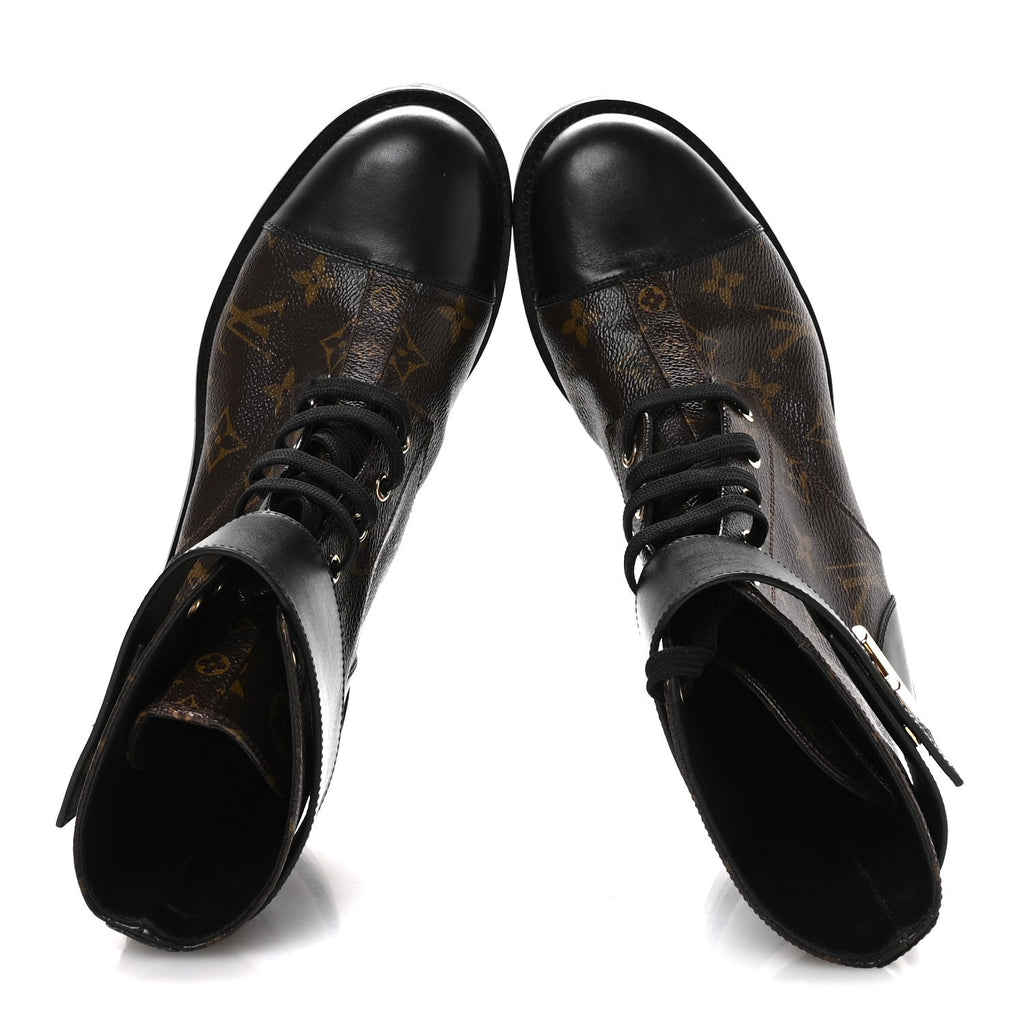 Calfskin Monogram Wonderland Flat Ranger Boots 39 Black