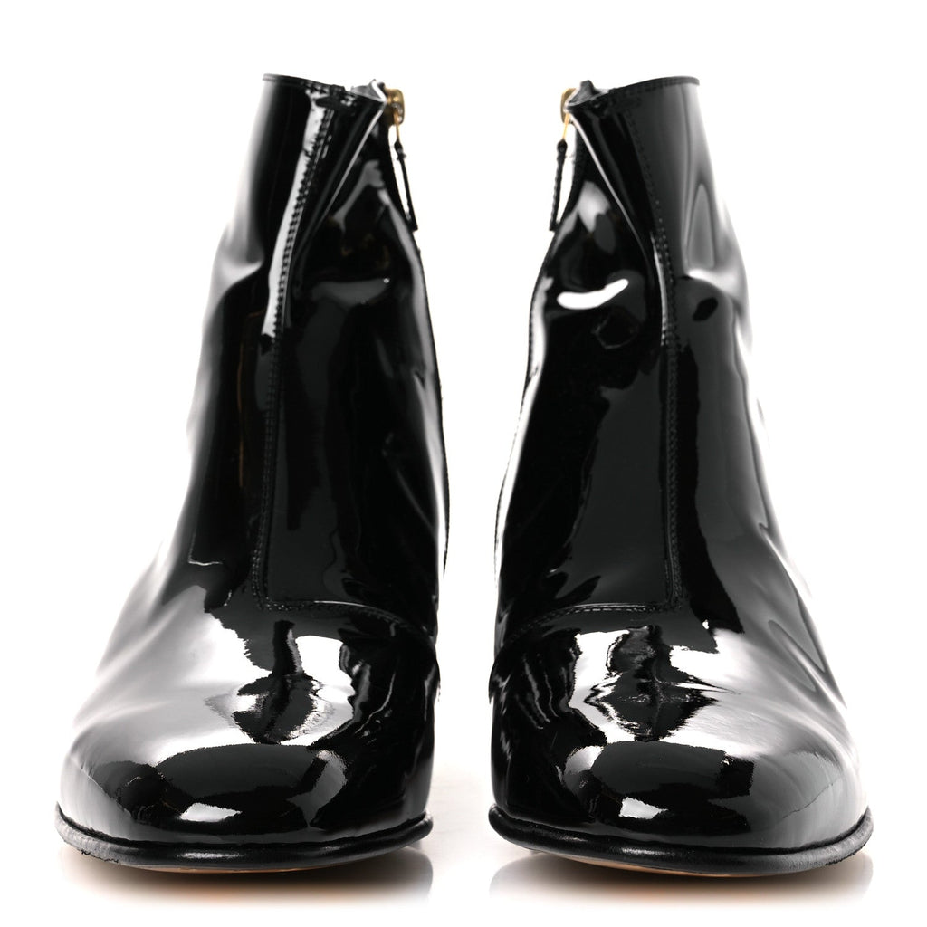 Patent Calfskin GG Lois Bee Men's Ankle Booties 13 Black