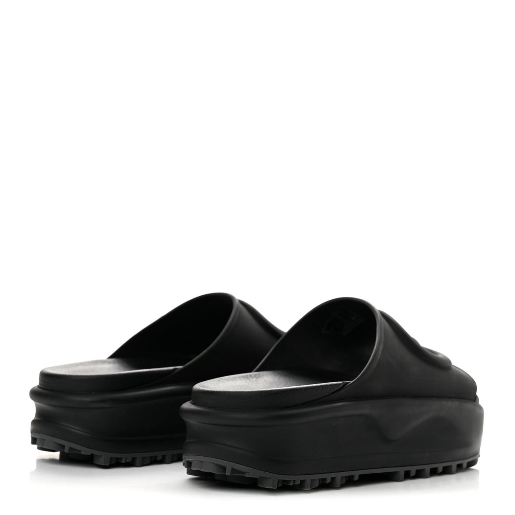 Soft Rubber Womens Interlocking G Platform 42mm Slide Sandals 36 Black