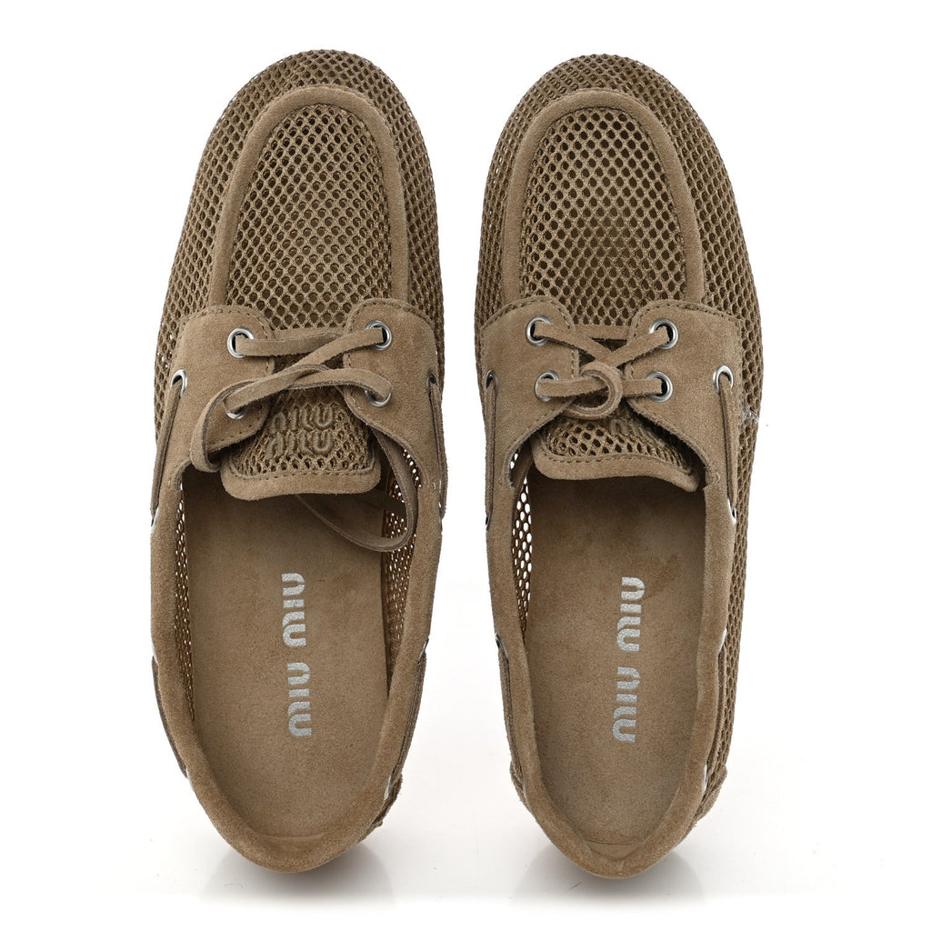 Mesh Suede Deck Loafers 38 Desert Beige
