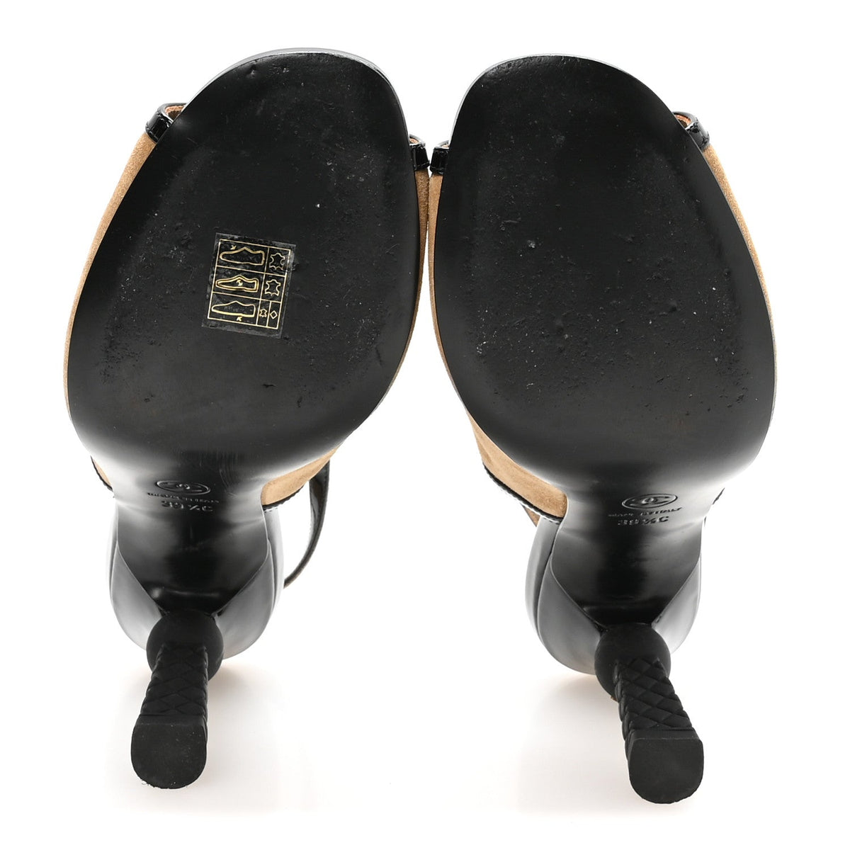 Suede Calfskin Patent Calfskin Slingback Sandals 39.5 Beige Black