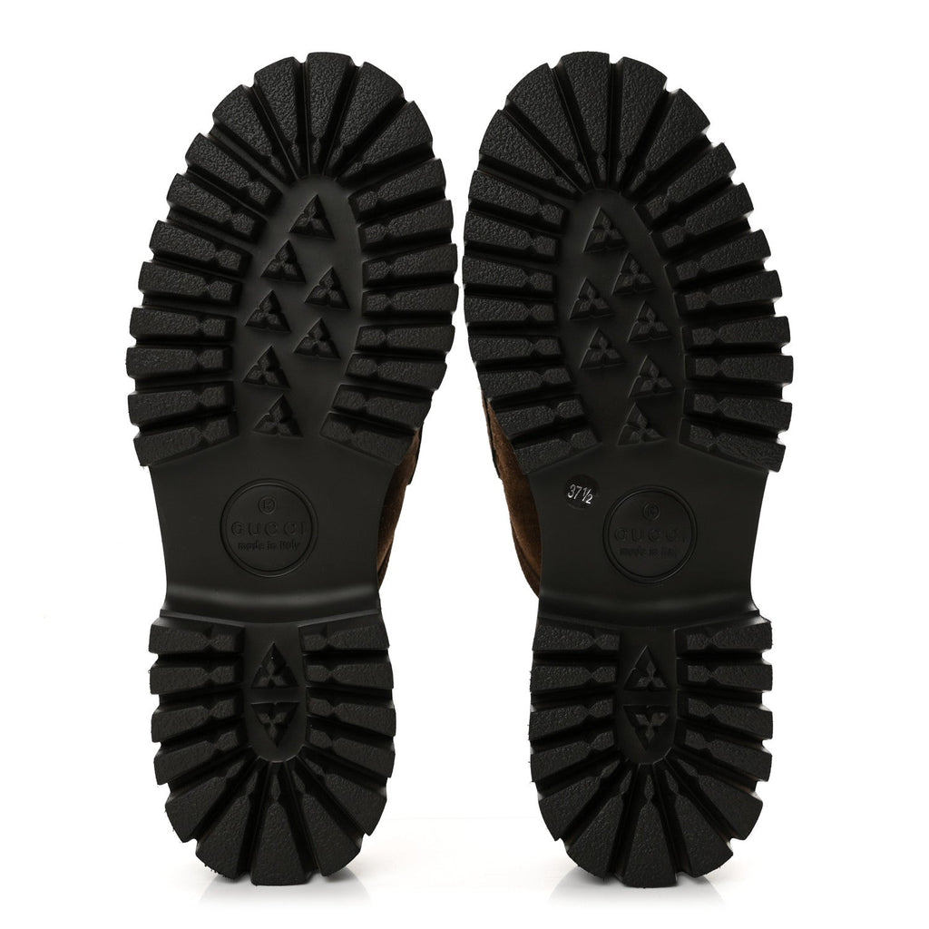Suede Horsebit Platform Mules 37.5 Washed Brown