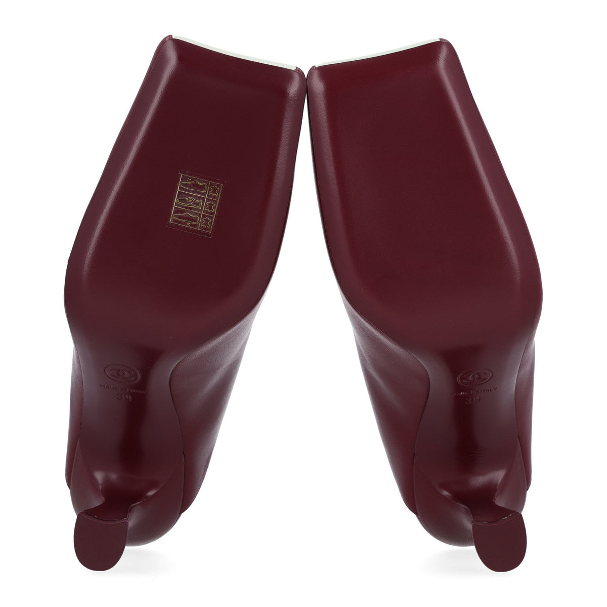 Lambskin CC Mules 38.5 Dark Burgundy Light Green