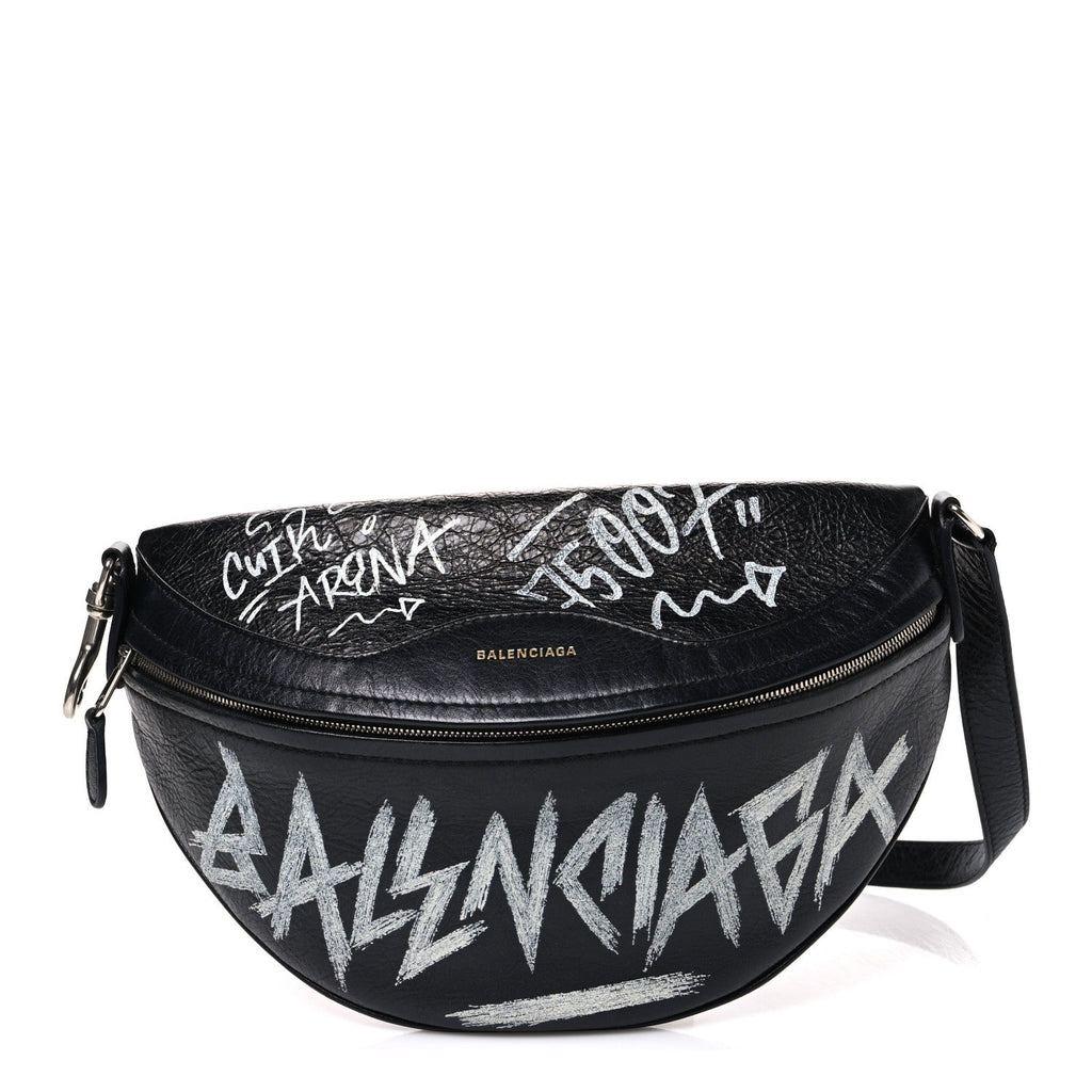 Agneau Arena Graffiti All Over XS Souvenir Belt Bag Black White