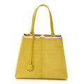 Vitello Calf Hair Crocodile Embossed Large 3Jours Tote Sunflower Cedro