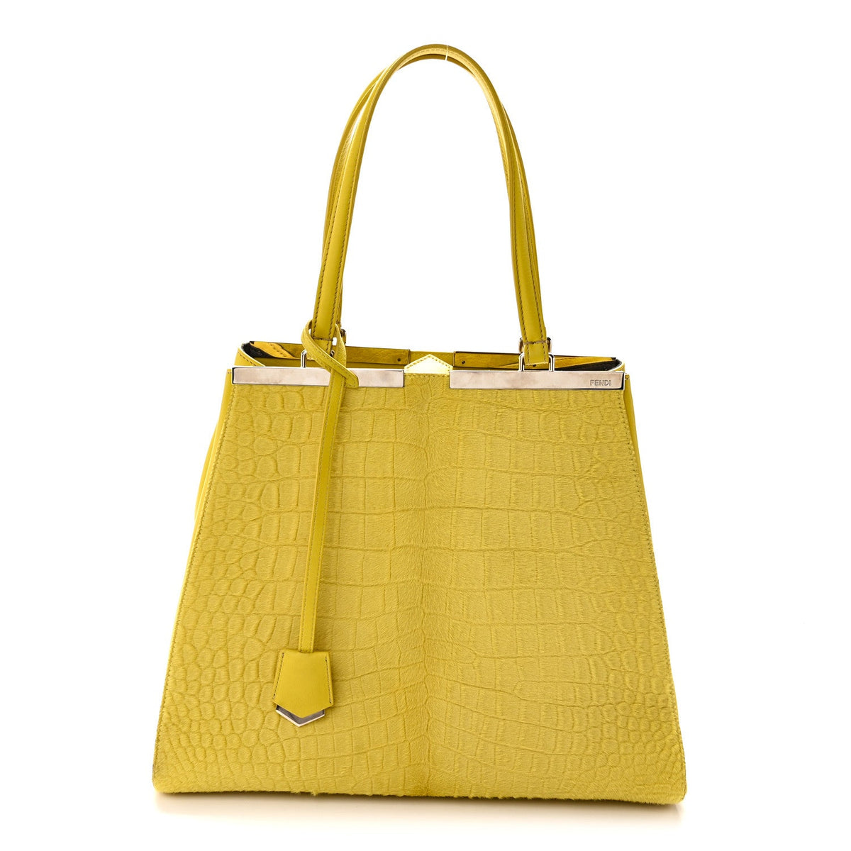 Vitello Calf Hair Crocodile Embossed Large 3Jours Tote Sunflower Cedro