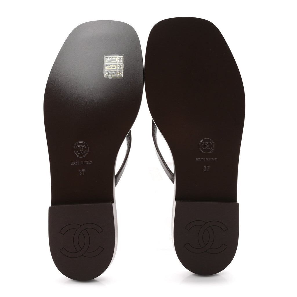 Goatskin CC Times Square Thong Sandals 37 Brown