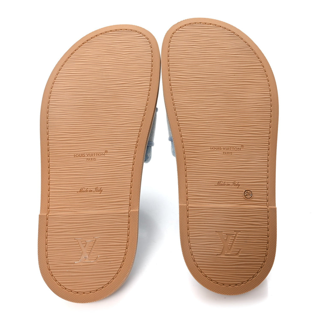 Monogram Denim LV Bliss Womens Comfort Mules 39 Turquoise