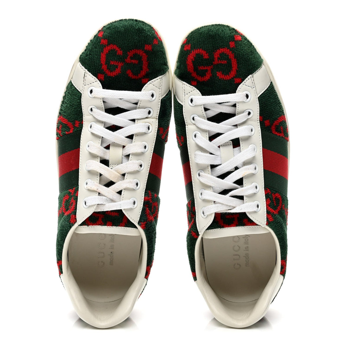 Covered Wool Big GG Monogram Mens Sneakers 8.5 Green Red