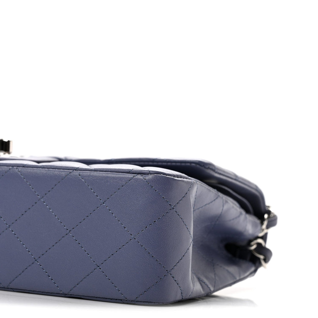 Lambskin Quilted Medium Double Flap Light Purple