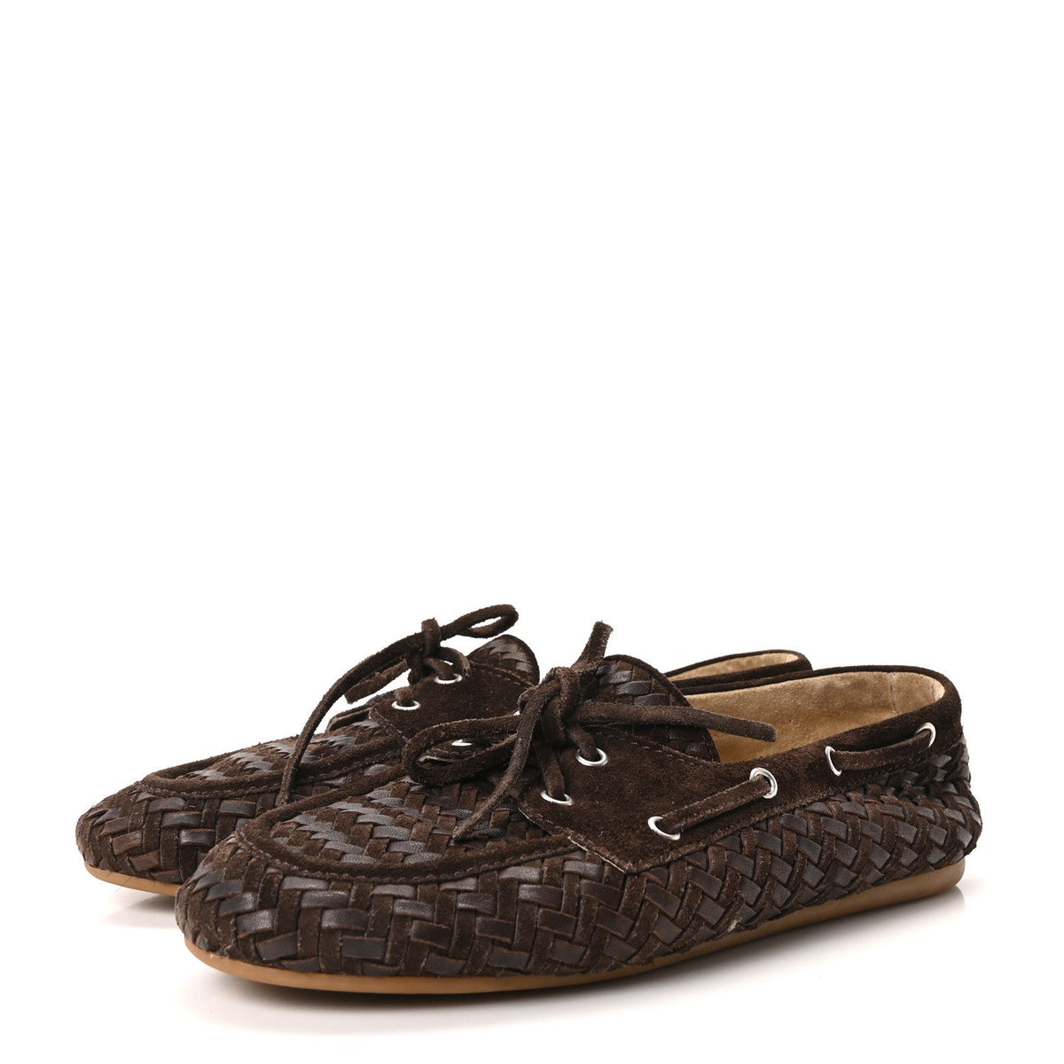 Scamosciato Nappa Aviator Woven Boat Shoes 40 Moro