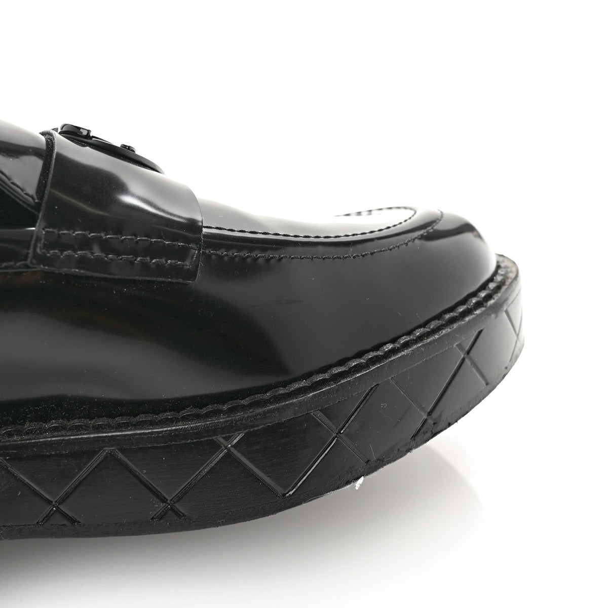 Shiny Calfskin Quilted CC Mocassin Loafers 39 Black