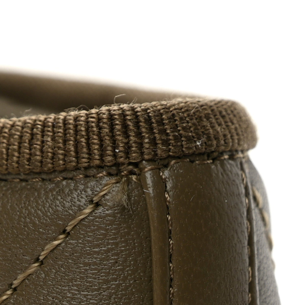 Lambskin Quilted CC Cap Toe Ballerina Flats 35.5 Dark Khaki