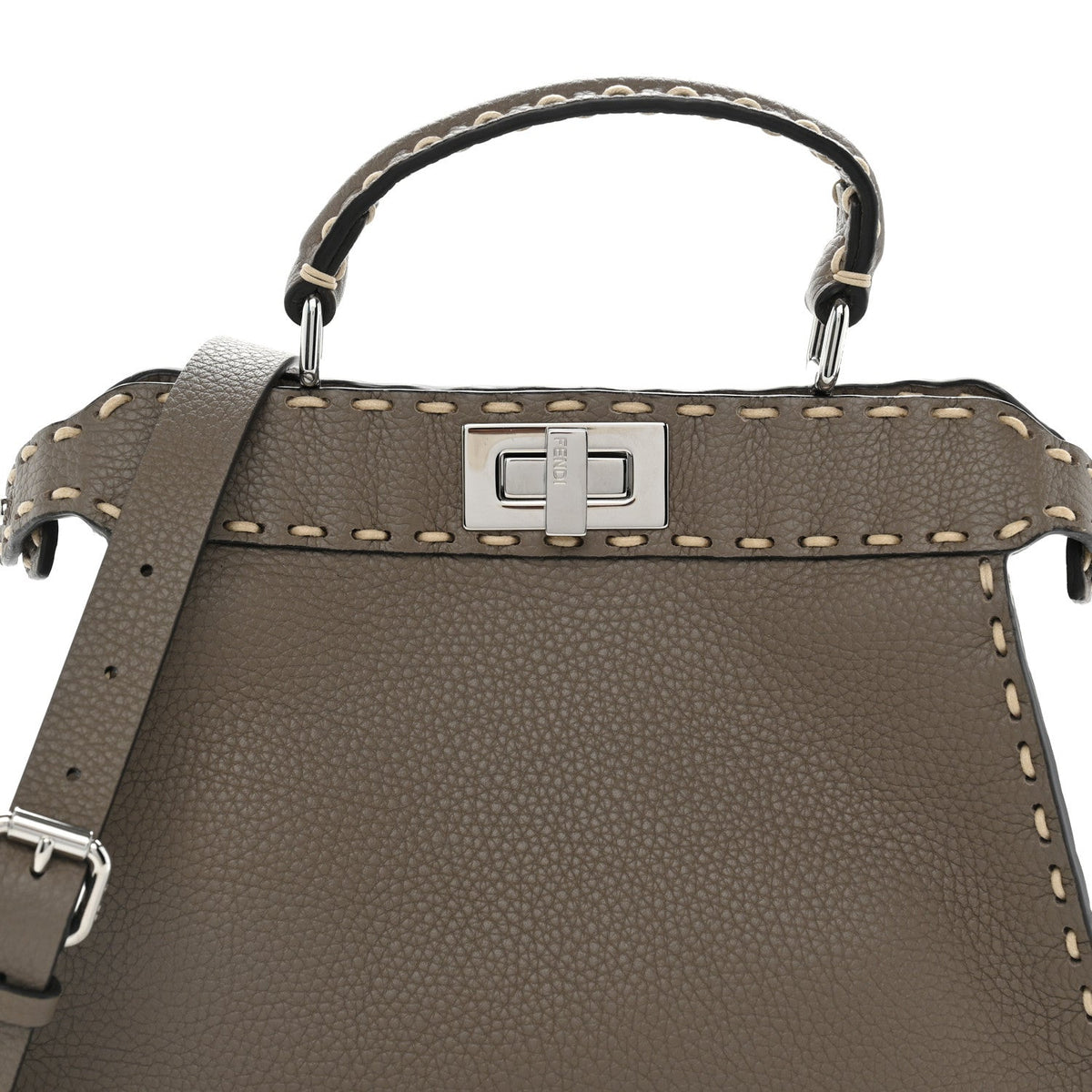 Vitello Granato Camoscio Selleria Macro Stitchings Small Peekaboo I SEE U Satchel Tartufo