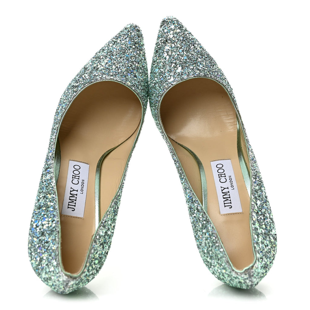 Glitter Pointy Toe Romy 85 Pumps 38 Turquoise