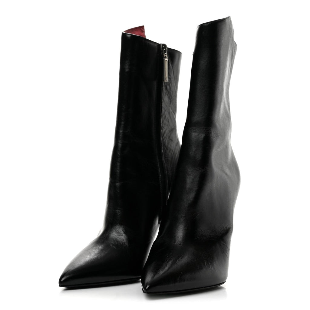 Nappa Silk Freja 105 Zip Booties 35 Black Metal Cherry